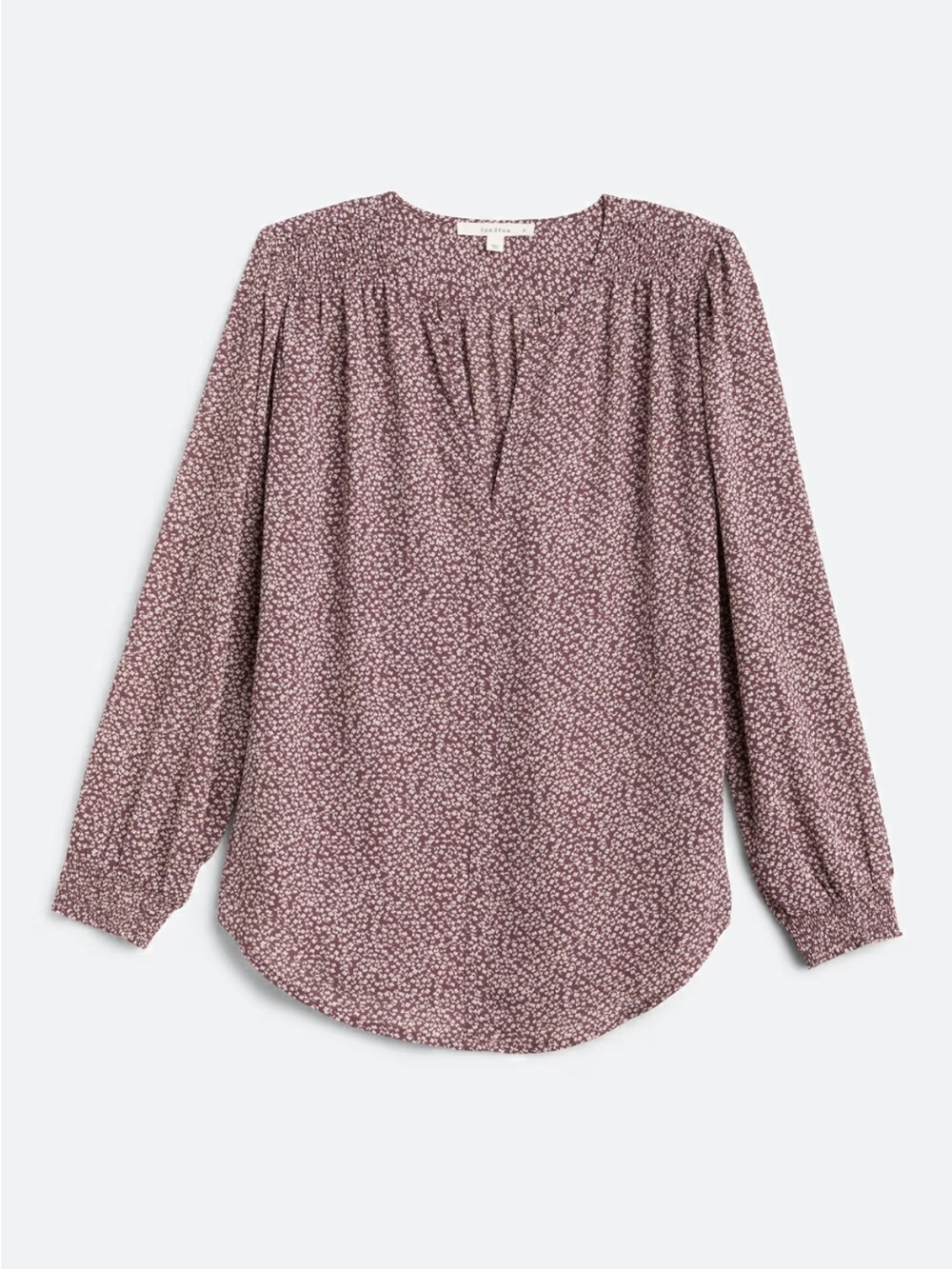 Monday Fun Dusty Purple Ditsy Floral Print Long Sleeve Blouse Size Medium